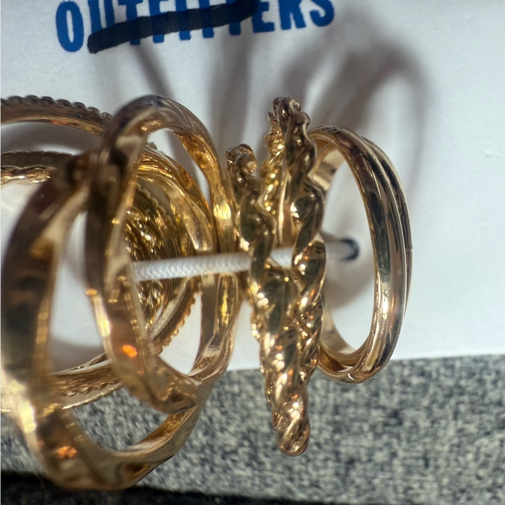 Urban Outfitters Gold Tone Mixed Stacking Rings Set of 10 Boho Chic - Picture 4 of 5